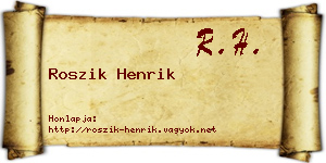 Roszik Henrik névjegykártya